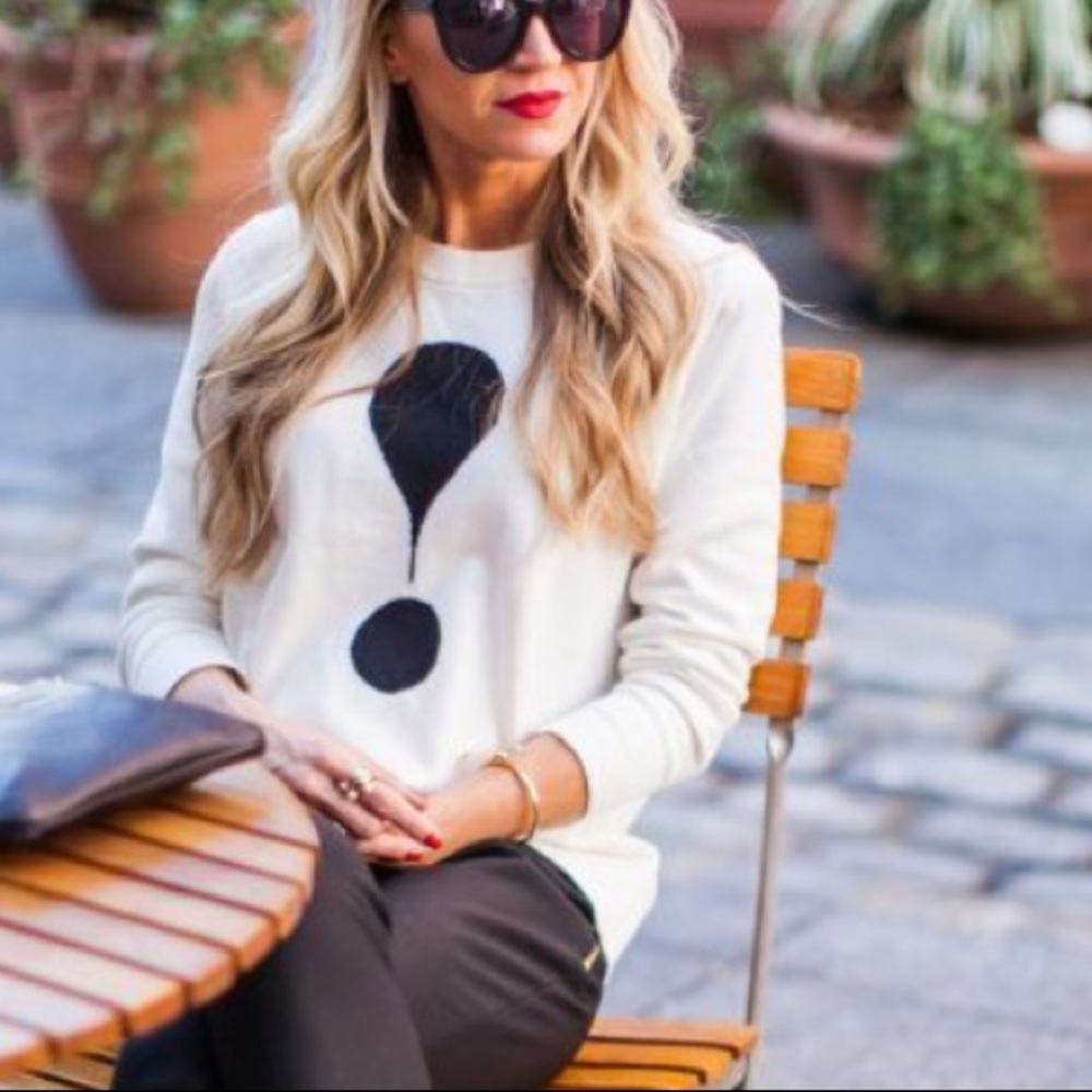 kate spade cream crewneck with black punctuation motif